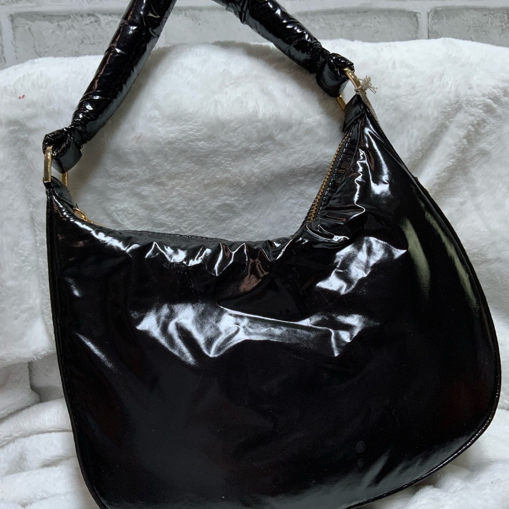 A New Day Shiny Black Hobo Bag